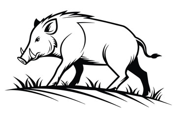 minimalist wild boar logo design