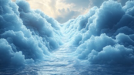 Naklejka premium A blue sky with clouds and a body of water