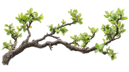 A single gnarled tree branch extends into the frame, its irregular curves and knots showcasing the passage of time.