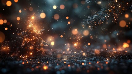Magical Christmas Lights and Sparkling Bokeh Background Scene