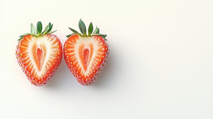 Freshly Cut Strawberries with Distinctive Heart Shape Design