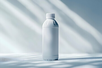 A white water bottle set on a clean white background, ideal for showcasing minimalistic product designs.