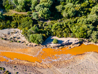 Piscinas river and forest besides sand dunes, Sardinia