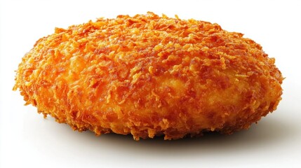 Golden Crispy Fried Food Item Isolated on White Background