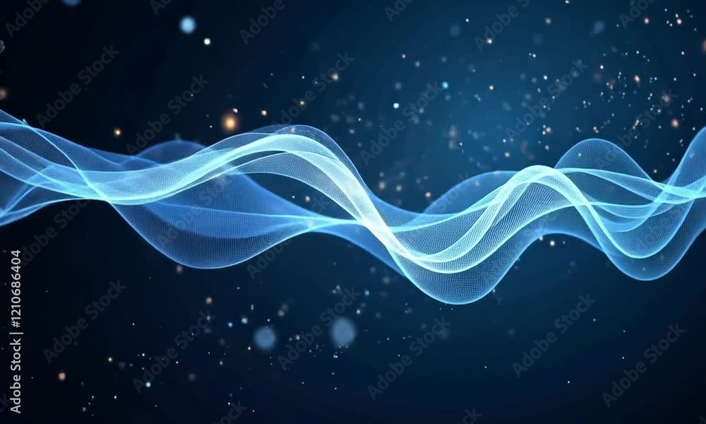 Poster abstract blue wave vector design with flowing lines and swirling curves, perfect for modern web or b