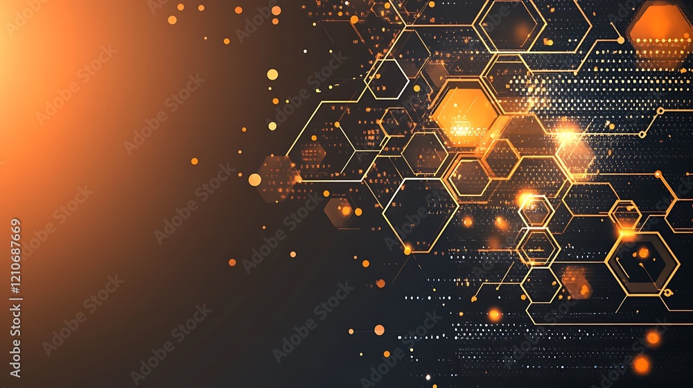 Poster abstract hexagon network digital technology background