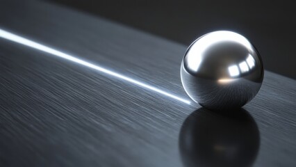 Reflective Metallic Sphere on a Brushed Steel Surface