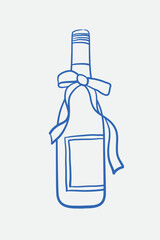 Hand-drawn bottle Illustration. Line art, ink, minimalist style. Vector illustration. Party collection.