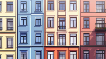 Fototapeta premium Building facade with many windows digital artwork realistic style. ai generated. Shadow Ridge. Illustration