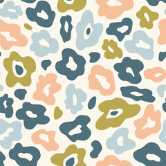 Groovy contemporary retro funky style. Organic melting shapes aesthetic print in cute 2000s trendy pallete. Curvy psychedelic summer floral decoration.