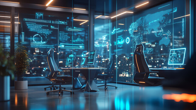 A hybrid office with robotic chairs that adjust position