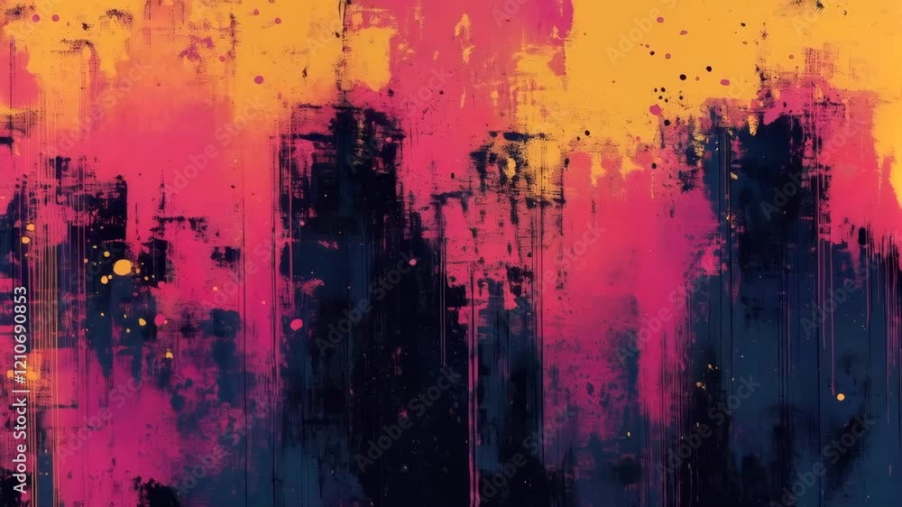 Poster vibrant abstract paint drip animation with dynamic color transitions