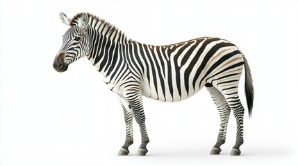 Fototapeta premium Detailed Side View of a Realistic Zebra against a White Background