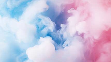 Naklejka premium Simple Background with Smoke and Soft Pink, White, and Blue Clouds Creating a Fantastic Atmosphere