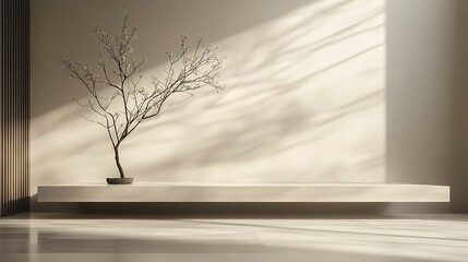 Minimalist Room Decor Featuring Branch and Shelf