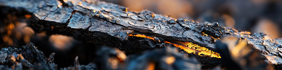 Charred Wood Log with Embers