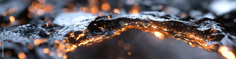 Poster digital render: glossy dark arch over bokeh background