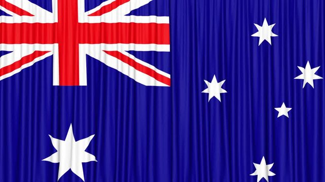 AUSTRALIA Curtain Flag Animation with Alpha Matte, Loop
