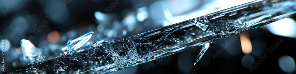 Poster fractured translucent prism with bokeh background
