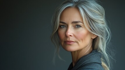 Fototapeta premium Close-up portrait of a woman with long, flowing hair