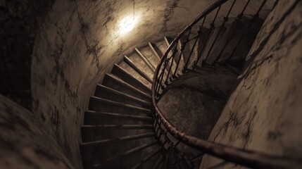 Obraz premium Spiral Staircase Leading Into Darkness