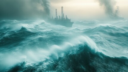 Fototapeta premium Offshore Weather Conditions Impacting Operations