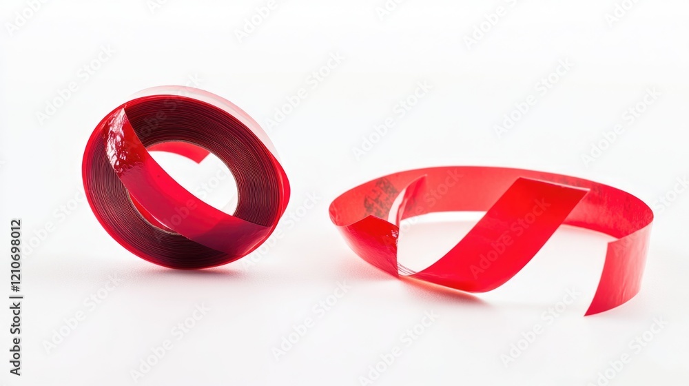 Poster two red tapes sit together, often used as a symbol for connection or unity