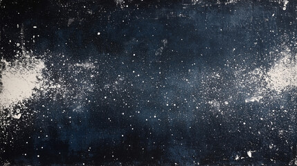 A banner of A deep navy blue background with a transparent black distressed overlay. White particles are scattered like distant stars, giving the artwork a calming, infinite space-like quality.