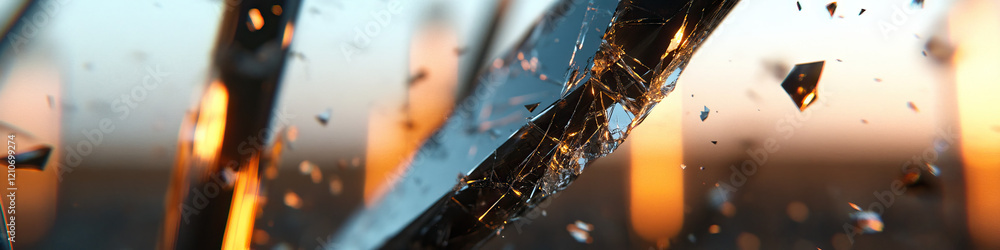 Poster shattering cylindrical object with fragment dispersion