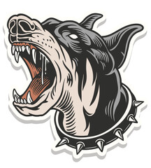 Art & Illustration dog head angry roar drawing vector