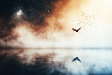 Obraz premium Southern lights illuminate Lake Te Anau at twilight in Fiordland, New Zealand, creating a captivating display over tranquil waters