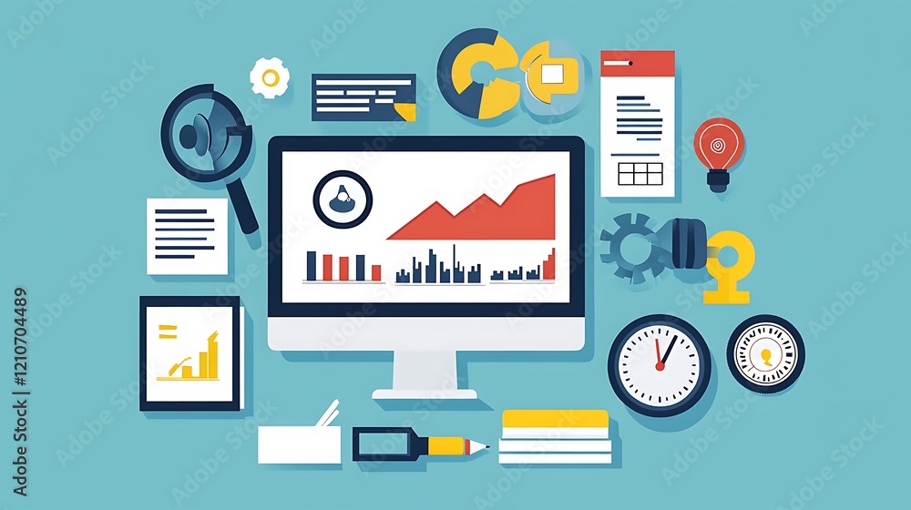 Poster business analytics dashboard showing growth and data