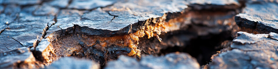 Close-up of Cracked Earth Exposing Subsurface Material