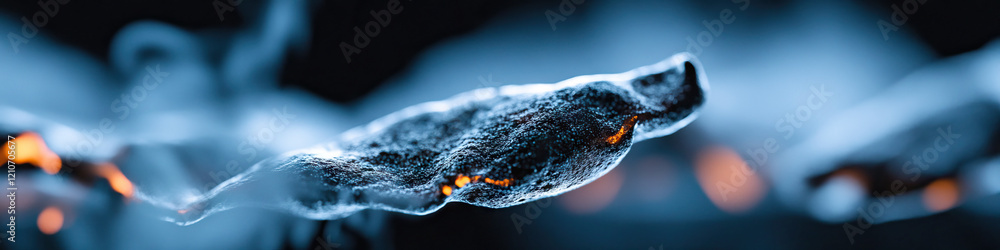 Poster abstract image of textured form with smoke and lights