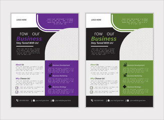 a bundle of 2 templates of different colors a4 flyer template, modern business flyer template, abstract business flyer and creative design, IT company flyer and editable vector template design 