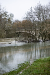 Inondation au bord de l'Indre, France