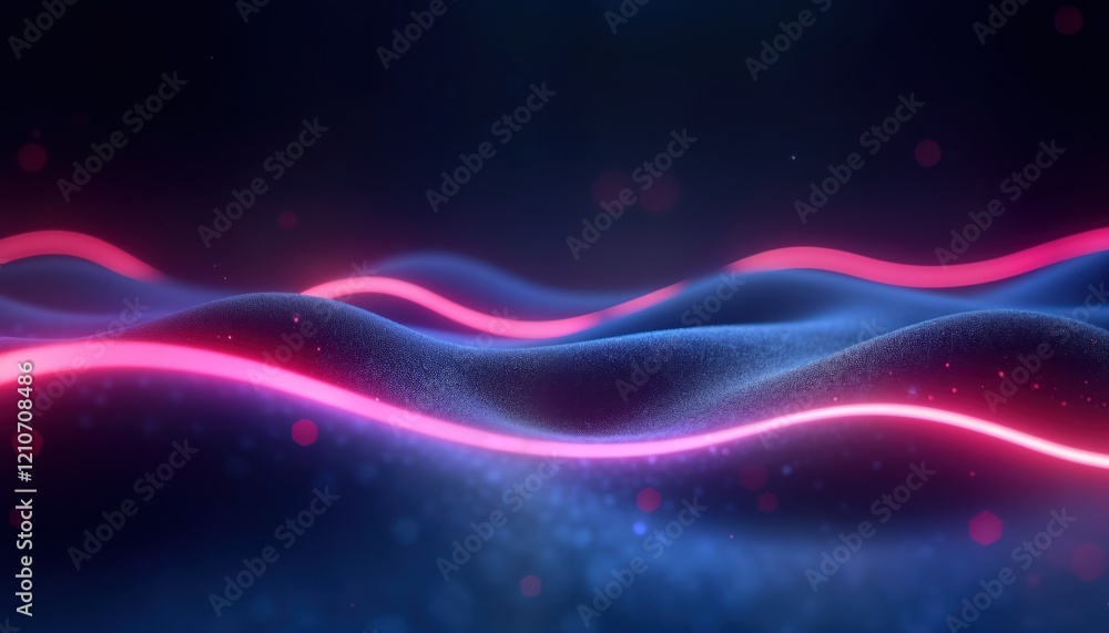 Poster abstract illustration with dynamic glowing lines. wavy lines, neon glowing elements create vibrant d