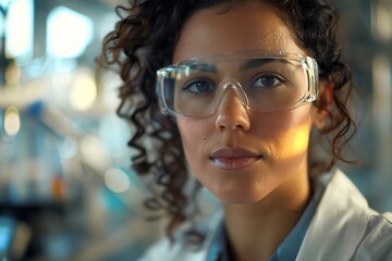 Focused scientist with glasses, exploring innovative solutions in a modern laboratory.