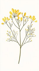 Obraz premium Elegant Yellow Wildflower: Botanical Illustration on White Background