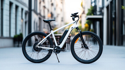 Fototapeta premium Modern Electric Mountain Bike in Urban Setting