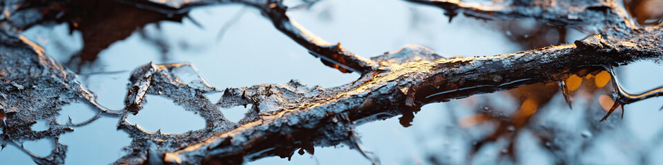 Partially Submerged Branches in Water