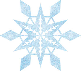 Winter snow snowflake in blue, white and gray colors