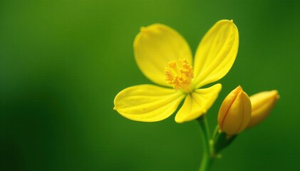 Naklejka premium Delicate yellow Cladanthus Arabicus flower details, yellow, green, blooms