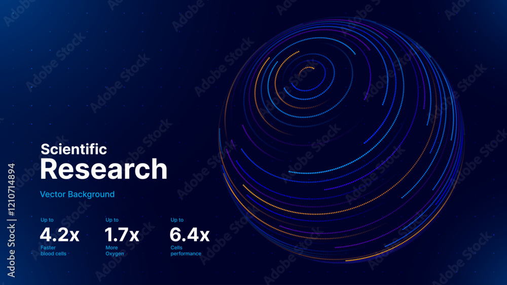 Poster Big Data Blue Futuristic Sphere Globe Connection Networks. Neural Network Communication. Big Data Cyber Space. Hi Tech Business Data Flow Analytics Vector Illustration.