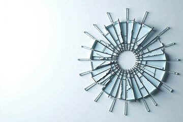 Shattered glass and a broken mirror on a white background, shatter, shards, isolation