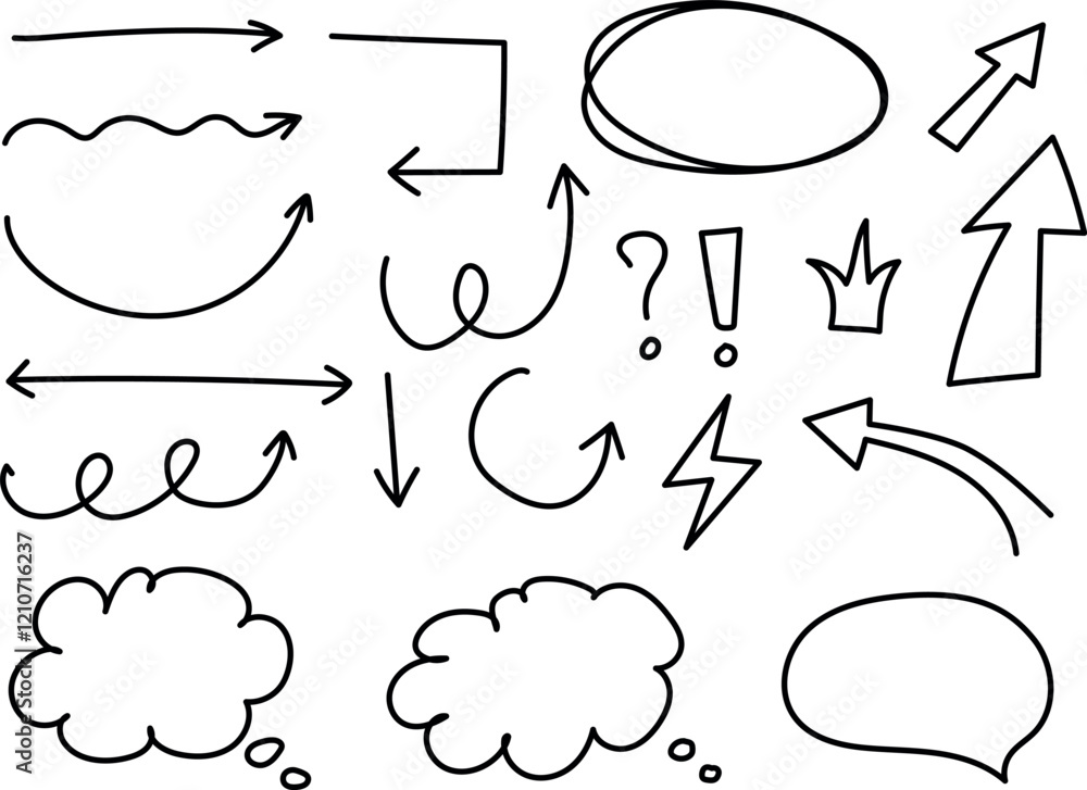 Aufkleber marker lines isolated on transparent background. set of different doodle, underline, arrows. hand dr