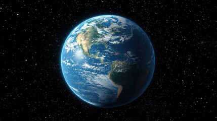 Obraz premium Earth viewed from space with vibrant oceans and continents against a starry backdrop