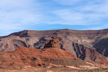 The Mexican Hat Rock outside of Mexican Hat Utah in the Southwest Desert