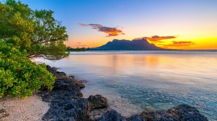Tropical Sunset over Ocean
