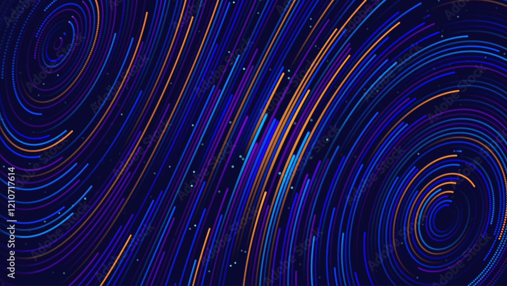 Fototapete Fluid Lines Abstract Vector Colorful Flow Field Visualization of Forces. Magnetic or Gravitational Fluctuations Chart. Science Background with a Matrix of Lines. Vector Illustration.